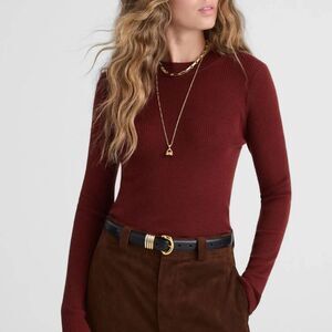 Madewell Merino Silk Blend Sweater Large | Dark Academia Quiet Luxury Merlot L